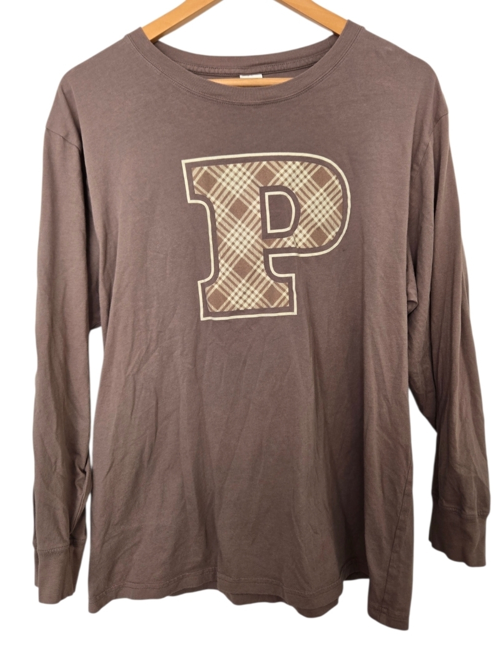 PINK Victoria’s Secret Y2K Long Sleeve Tee 💗Soft Logo • Plaid Graphic • Size L